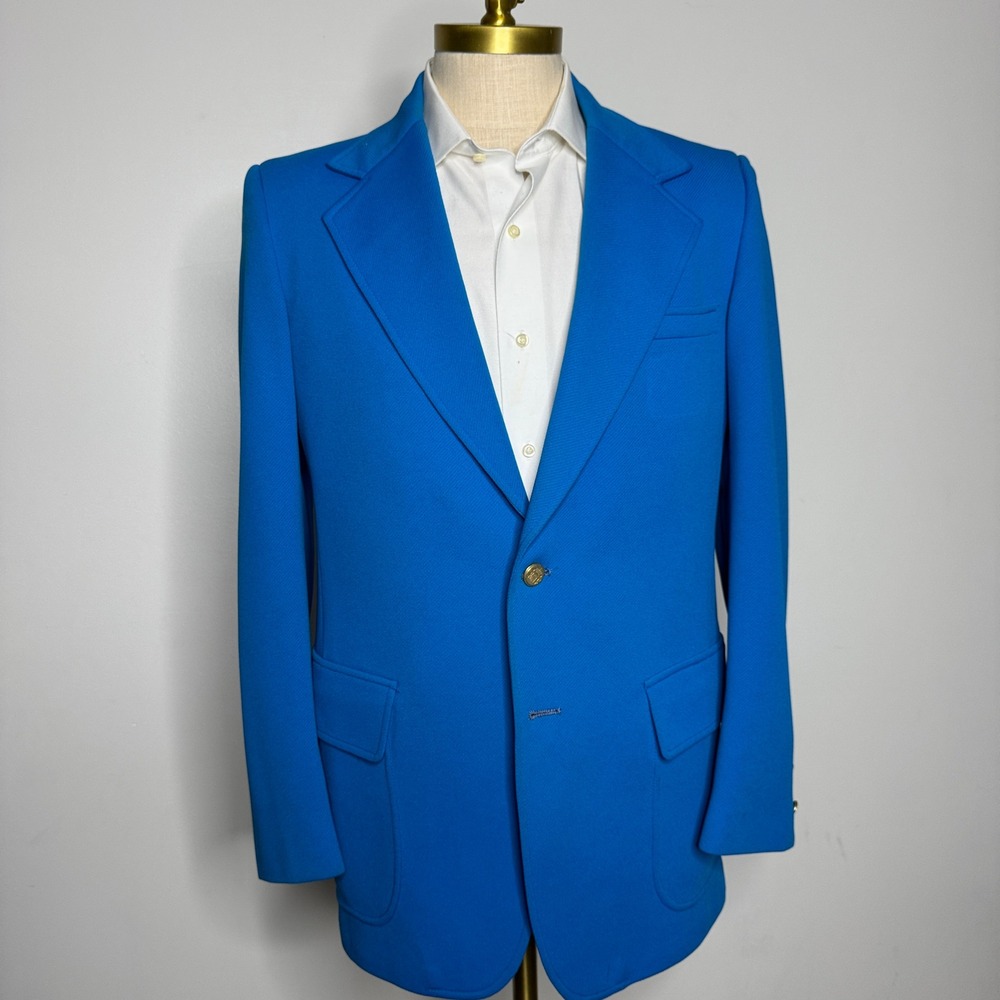 Vintage MR. EXEC Blue Blazer Sport Coat Gold Buttons Size 40 L